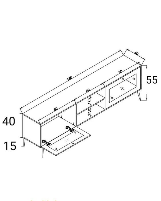 Hanah Home Soporte TV Jüt 180 cm, Roble, Tablero de Partículas Melamina, 180x55x41 cm